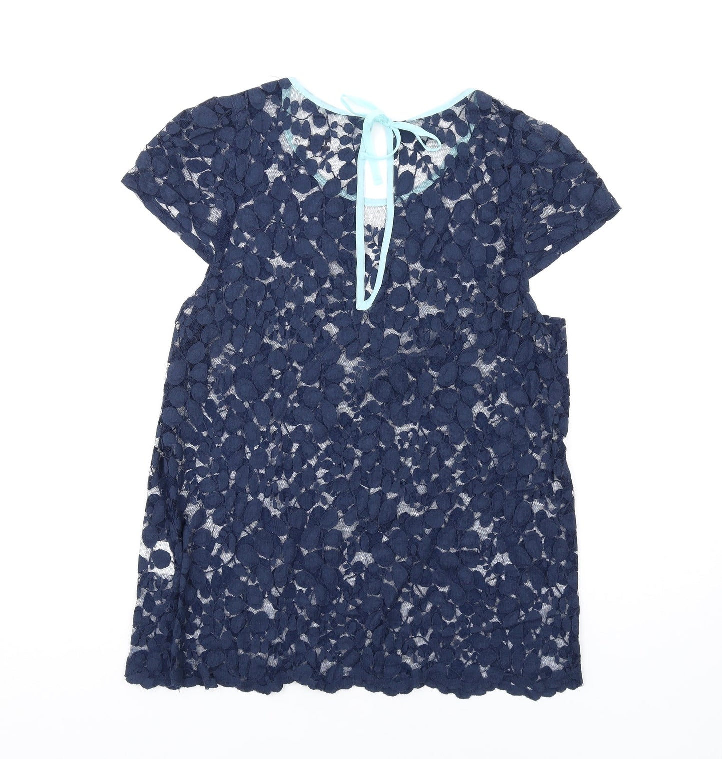Abide Womens Blue Cotton Basic Blouse Size M Round Neck