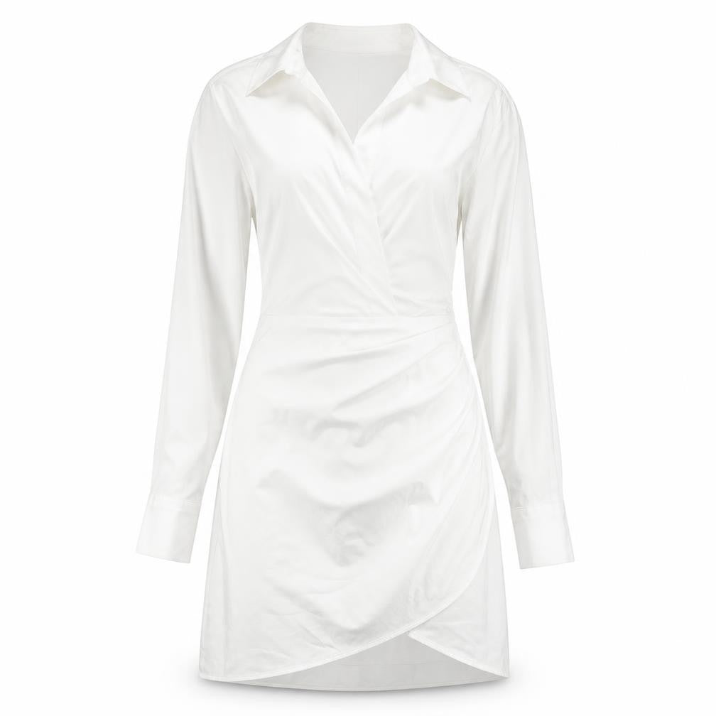Zara Womens White Polyester Shirt Dress Size S Collared Zip