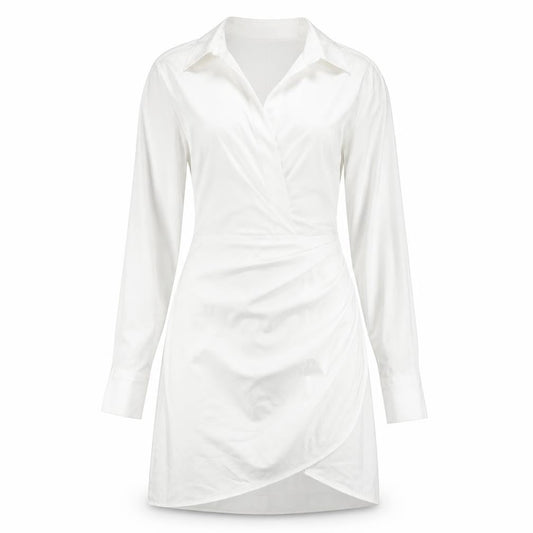 Zara Womens White Polyester Shirt Dress Size S Collared Zip