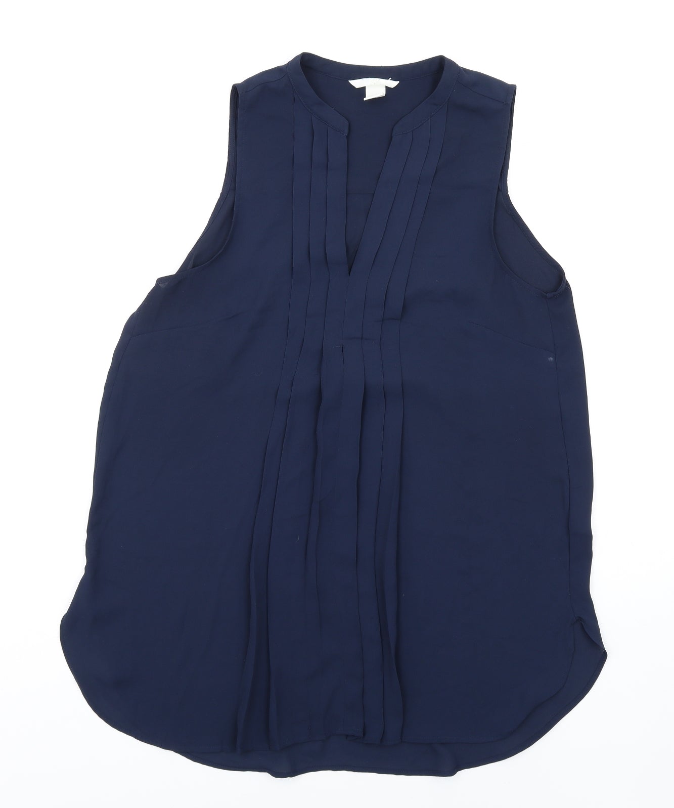 H&M Womens Blue Polyester Basic Blouse Size 10 V-Neck - Pleated