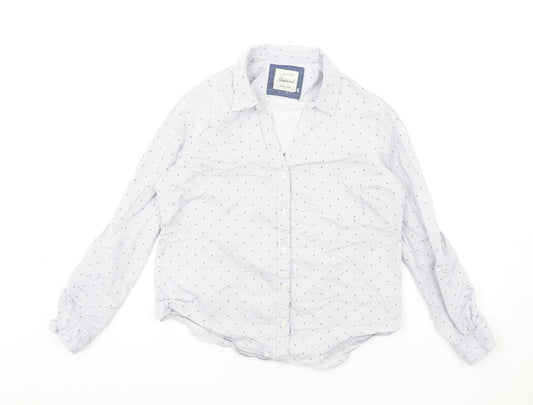 JACHS Womens Blue Striped Cotton Basic Button-Up Size S Collared