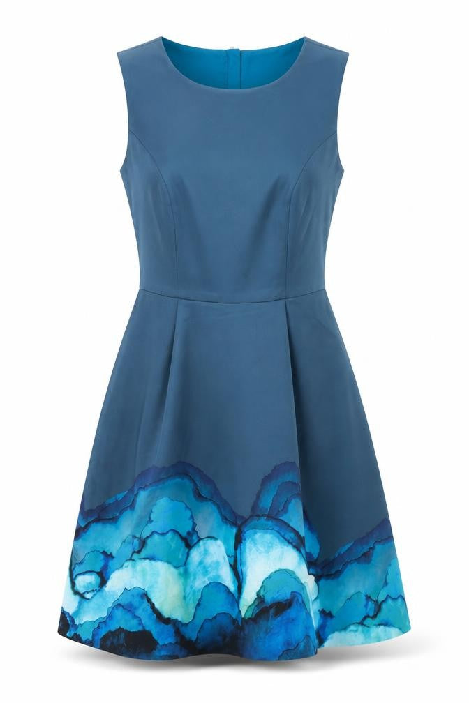Style Stalker Womens Blue Polyester A-Line Size XS Round Neck Zip