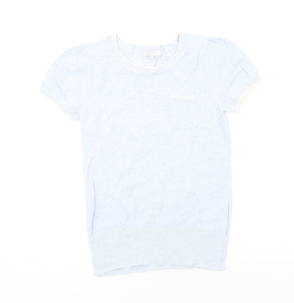Additional front view of Red Herring women’s blue round neck viscose jumper, size UK 12