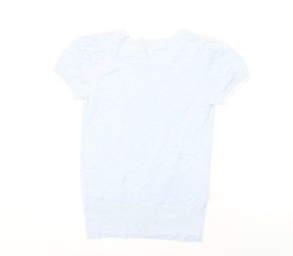 Back view of Red Herring women’s blue round neck viscose jumper, size UK 12