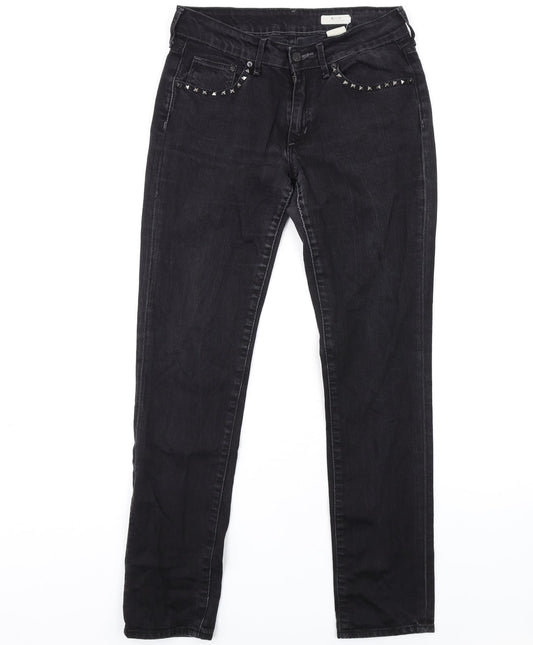 H&M Womens Black Cotton Skinny Jeans Size 30 in L32 in Regular Zip - Studded Pockets