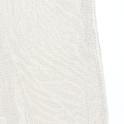 Marks & Spencer Womens Beige Cotton Shift Size M V-Neck Pullover - Split Hem