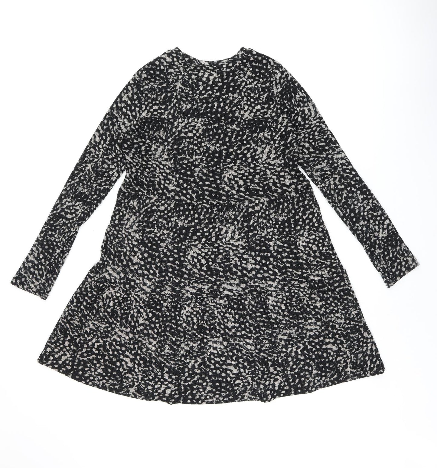 River Island Womens Black Geometric Polyester A-Line Size 12 Round Neck Pullover