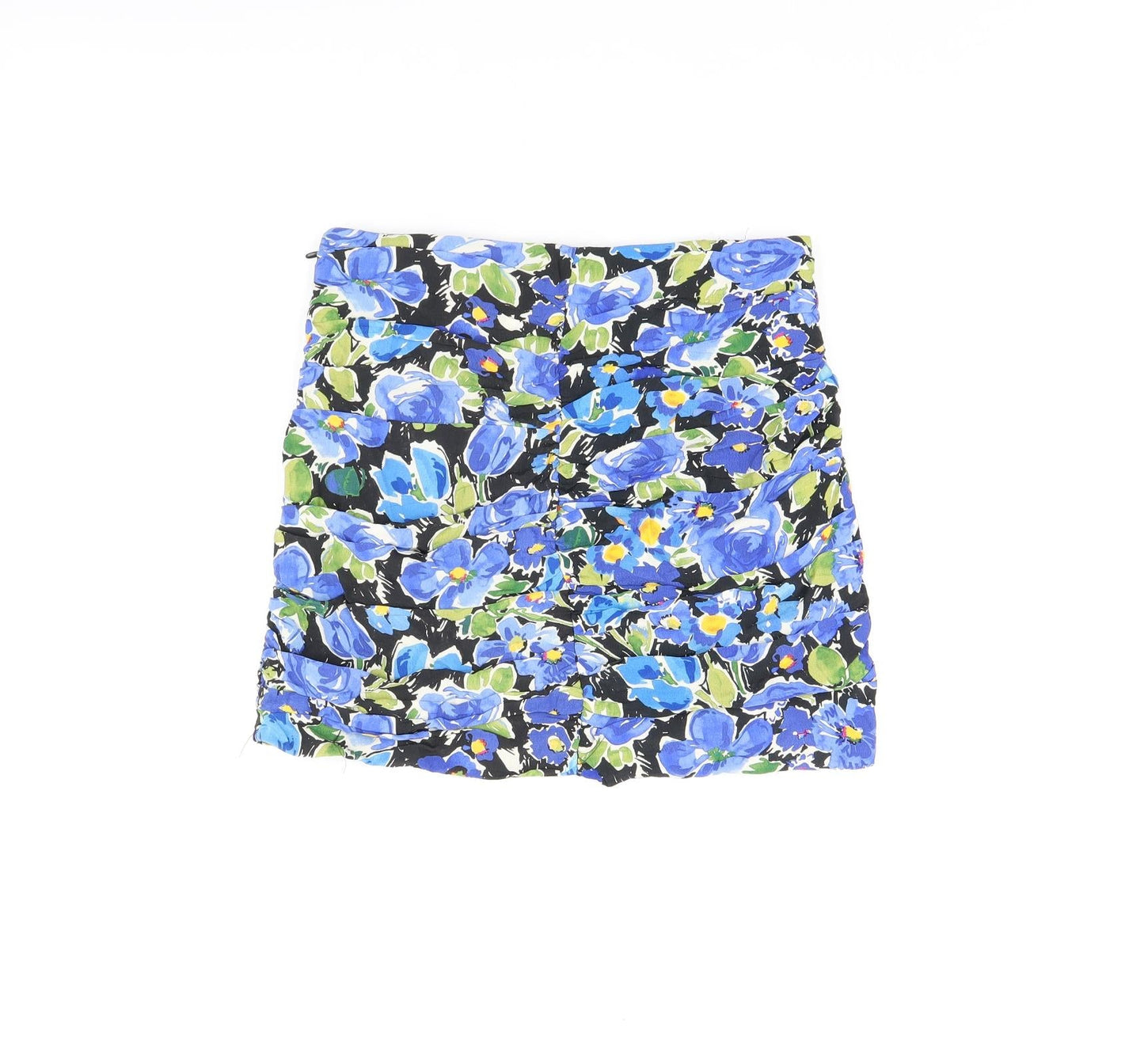 Zara Womens Black Floral Viscose Mini Skirt Size M Zip
