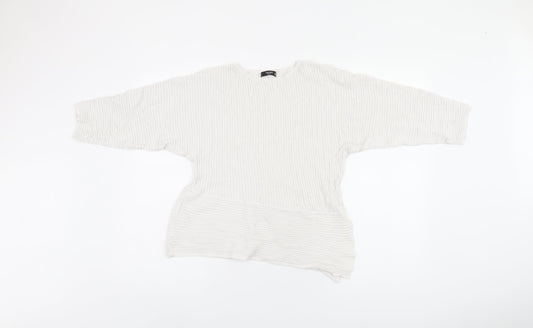 Mango Womens White Viscose Basic Blouse Size S Round Neck - Split Hem