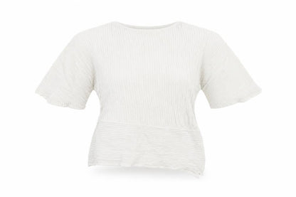 Mango Womens White Viscose Basic Blouse Size S Round Neck - Split Hem