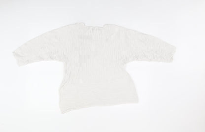 Mango Womens White Viscose Basic Blouse Size S Round Neck - Split Hem