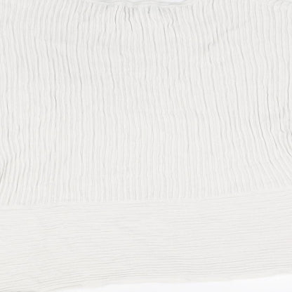 Mango Womens White Viscose Basic Blouse Size S Round Neck - Split Hem