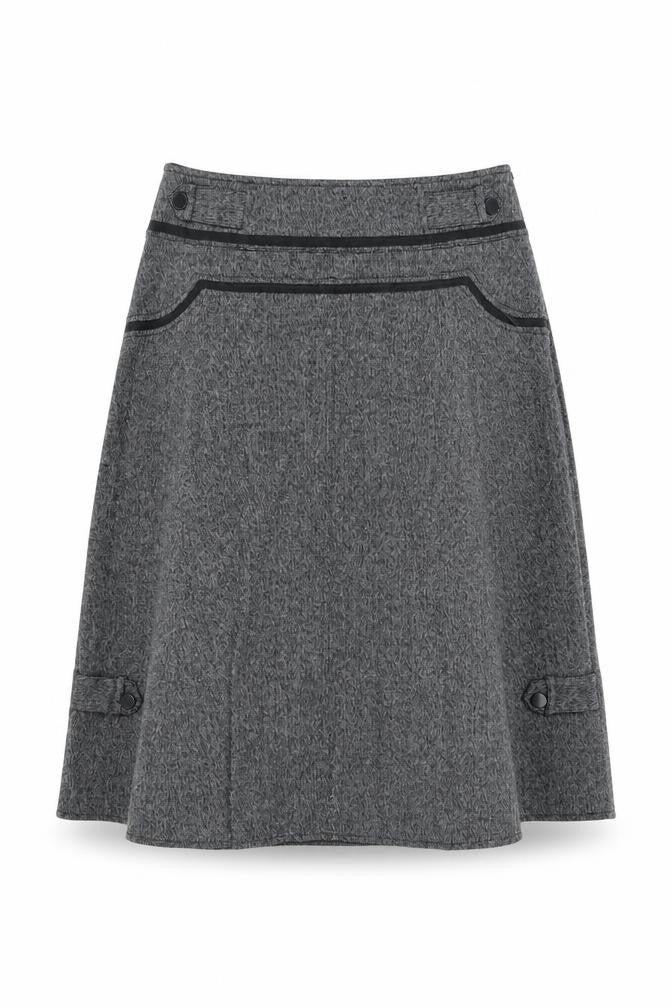 Simon Jeffrey Womens Grey Polyester Swing Skirt Size 14 Zip