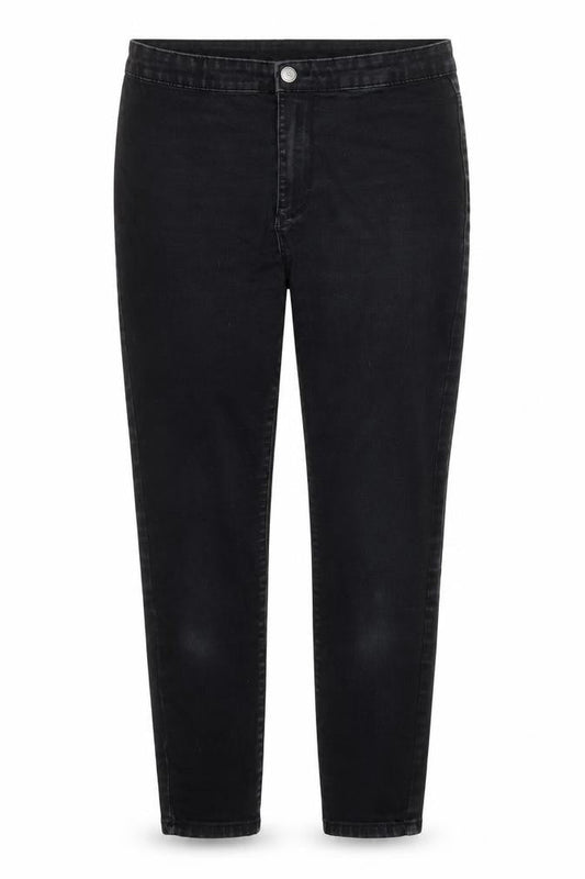 Front view of Denim & Co. women’s black cotton skinny jeans, size UK 10, 25-inch leg regular zip