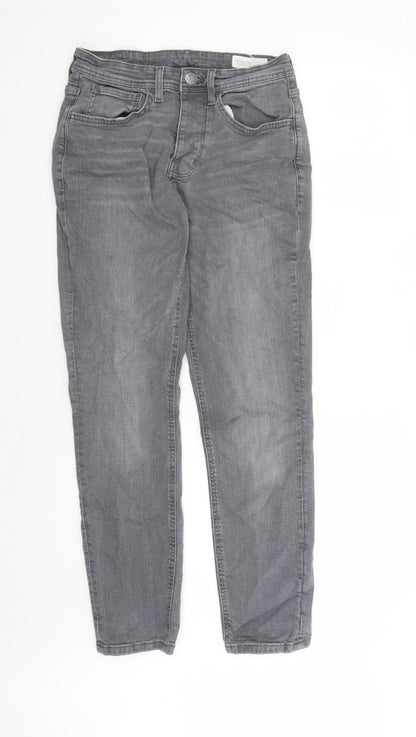 Additional front view of Denim & Co. men’s grey cotton straight jeans, size 30, in, 29-inch leg regular button