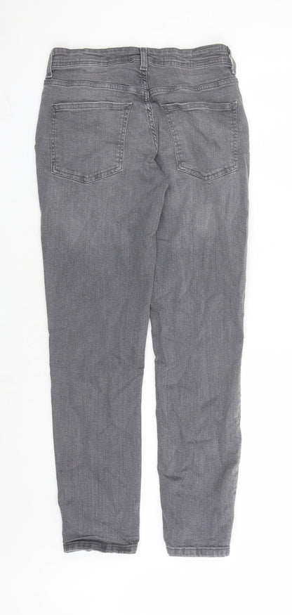 Back view of Denim & Co. men’s grey cotton straight jeans, size 30, in, 29-inch leg regular button