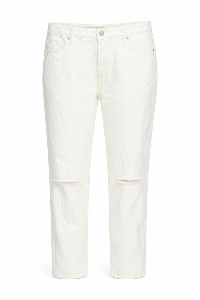 Denim & Co. Womens White Cotton Straight Jeans Size 14 L29 in Regular Zip