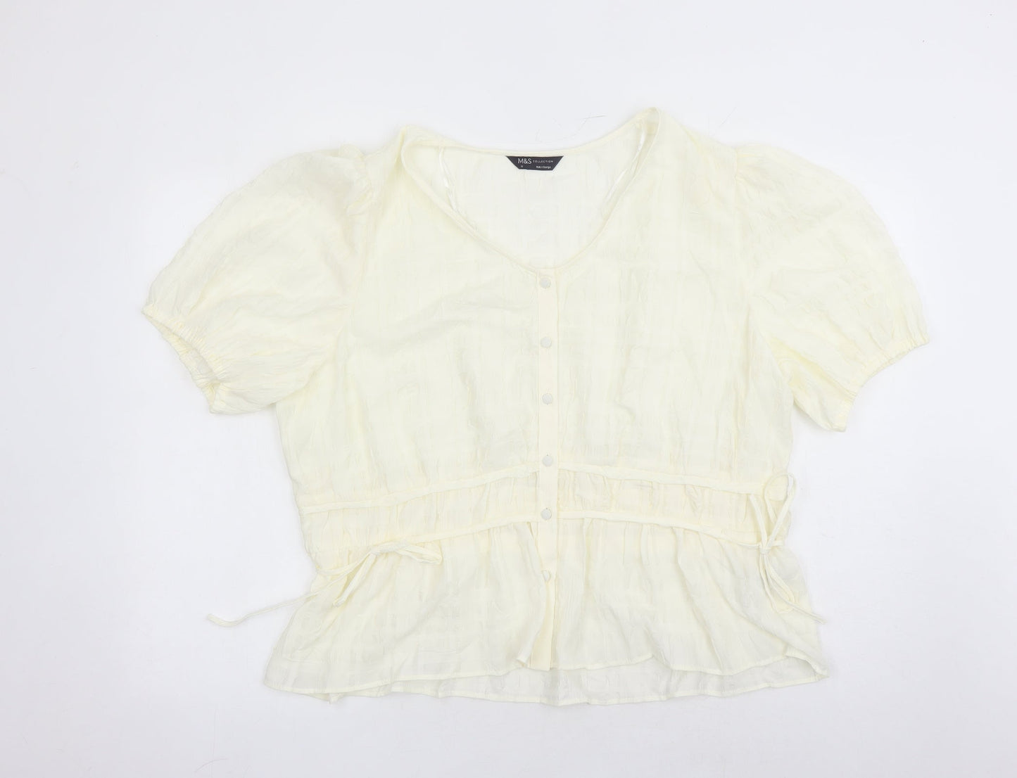 Marks and Spencer Womens Ivory Polyester Basic Blouse Size 20 Round Neck