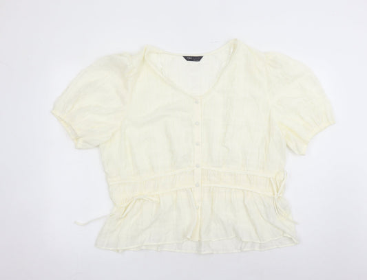 Marks and Spencer Womens Ivory Polyester Basic Blouse Size 20 Round Neck