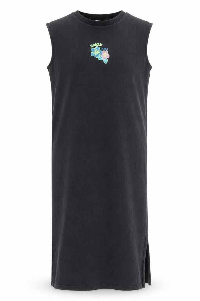 Marks & Spencer Girls Grey Cotton Tank Dress Size 10-11 Years Mock Neck Pullover - Hawaii Blues