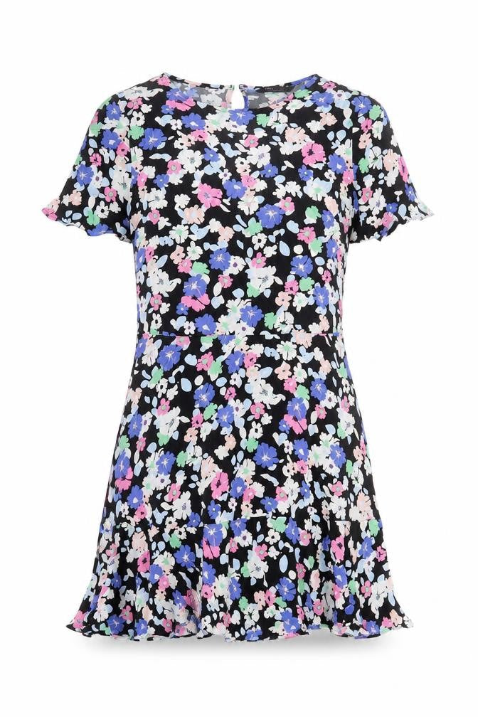 Marks & Spencer Womens Multicoloured Floral Viscose Trapeze & Swing Size 6 Round Neck Button