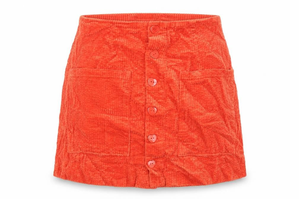 Rolla's Womens Orange Cotton Mini Skirt Size 6 Button