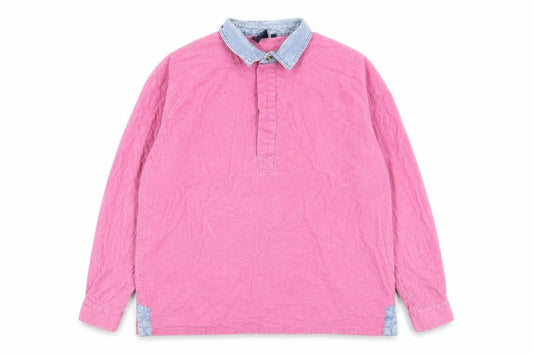 Cotton Traders Mens Pink Cotton Button-Up Size L Collared Button