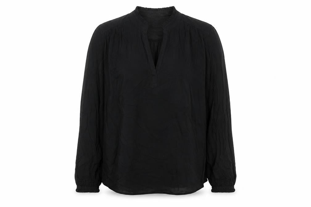 Marks & Spencer Womens Black Viscose Basic Blouse Size 8 V-Neck