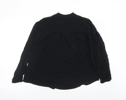 Marks & Spencer Womens Black Viscose Basic Blouse Size 8 V-Neck