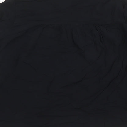 Marks & Spencer Womens Black Viscose Basic Blouse Size 8 V-Neck