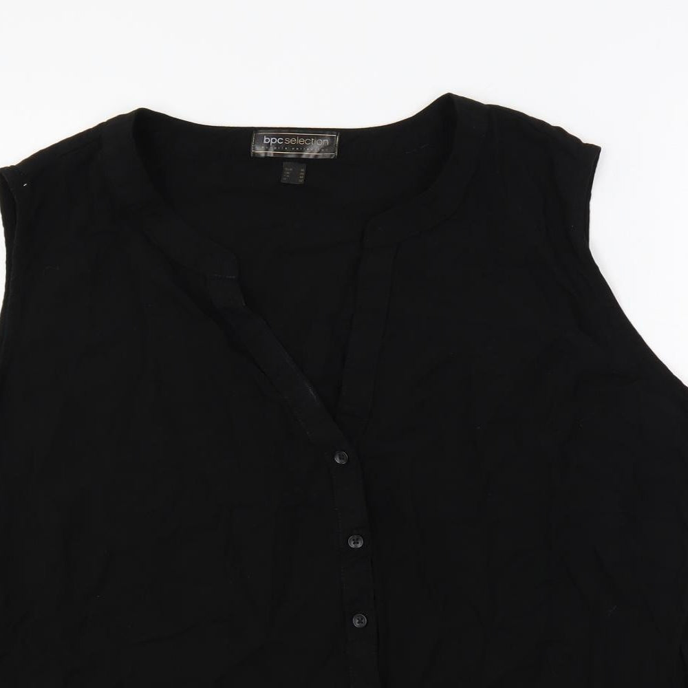 bonprix Womens Black Viscose Basic Button-Up Size 20 V-Neck