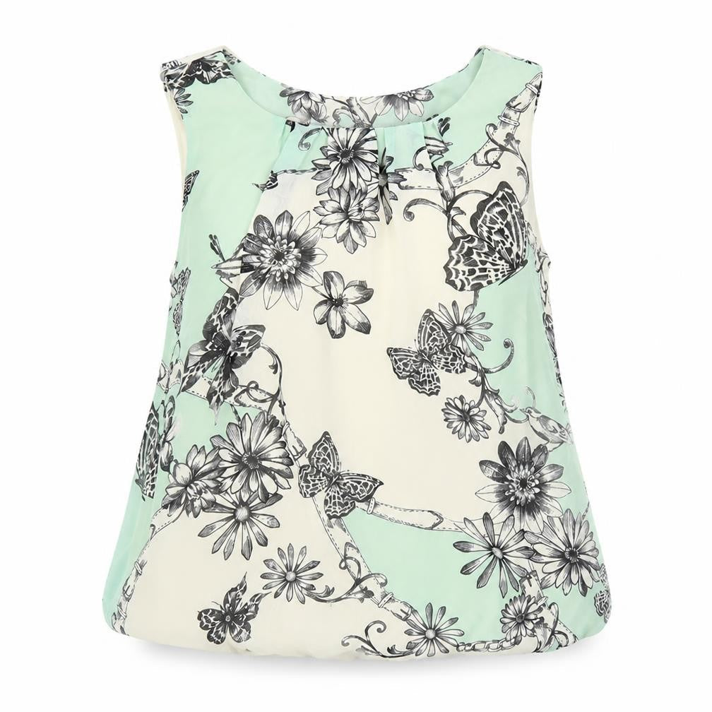 Dorothy Perkins Womens Green Floral Polyester Basic Blouse Size 10 Round Neck
