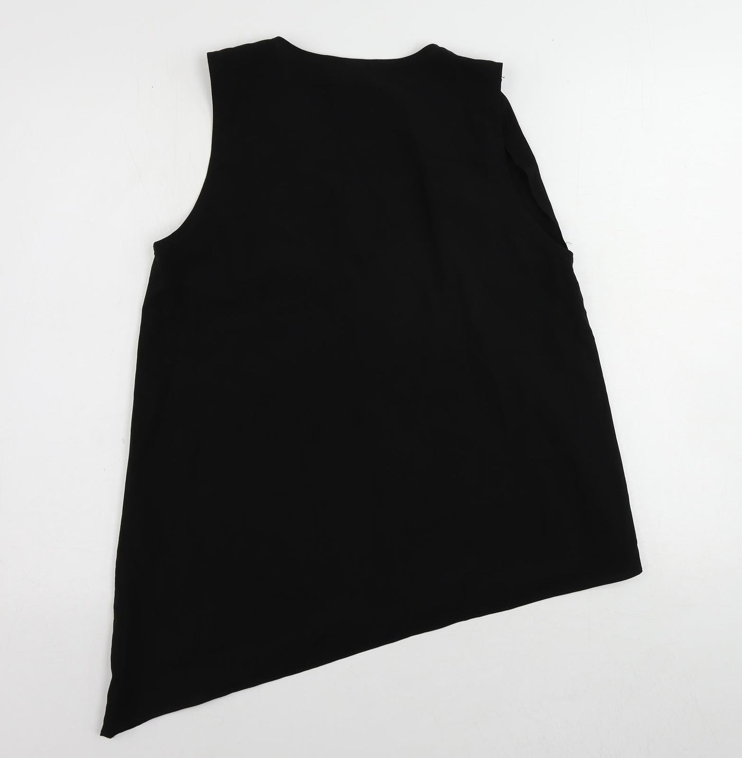 H&M Womens Black Polyester Basic Blouse Size 12 V-Neck - Asymmetric