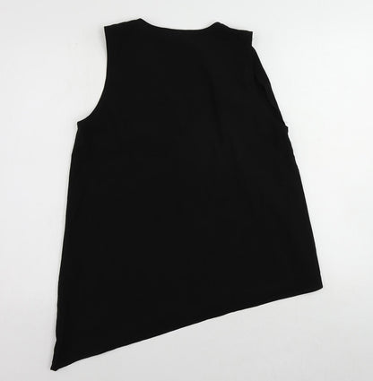 H&M Womens Black Polyester Basic Blouse Size 12 V-Neck - Asymmetric
