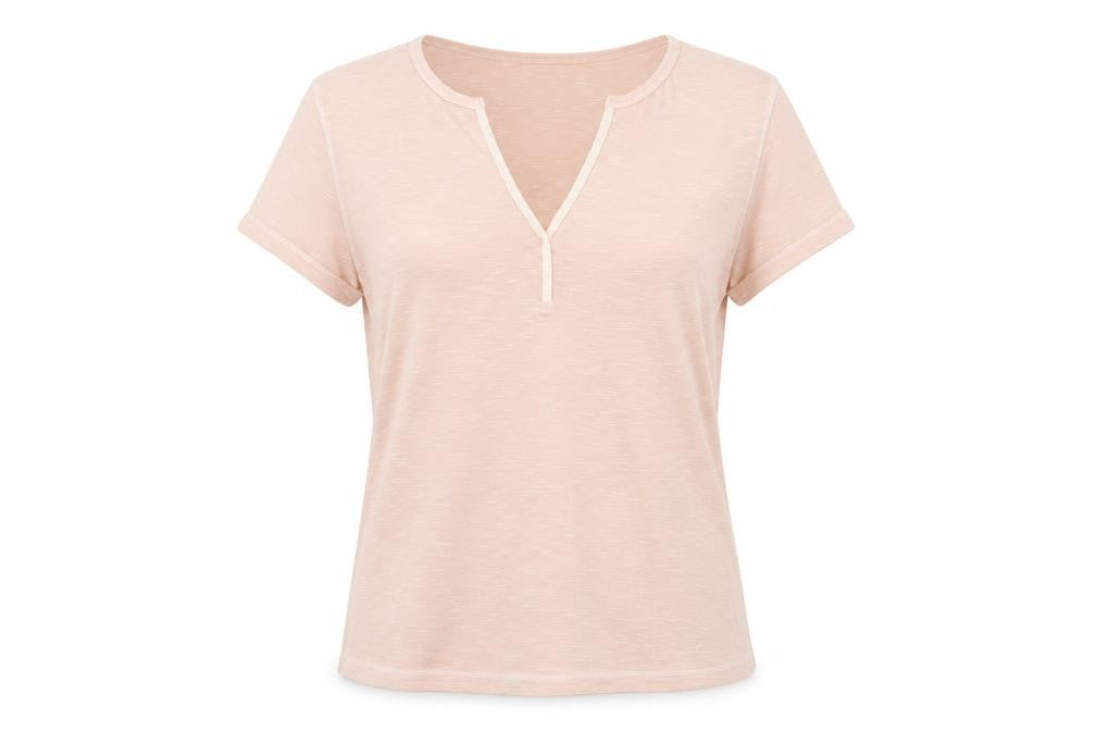 Eddie Bauer Womens Pink Cotton Basic T-Shirt Size M V-Neck