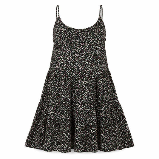 Marks & Spencer Womens Black Floral Viscose Slip Dress Size 14 Scoop Neck Pullover