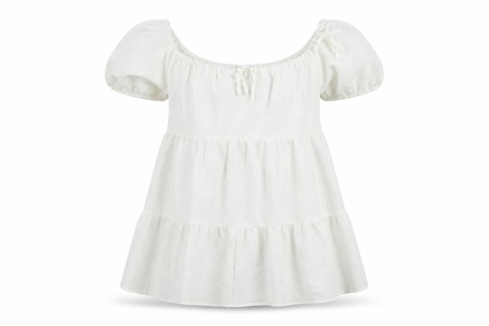 In the Style Womens White Polyester Mini Size 10 Off the Shoulder Pullover