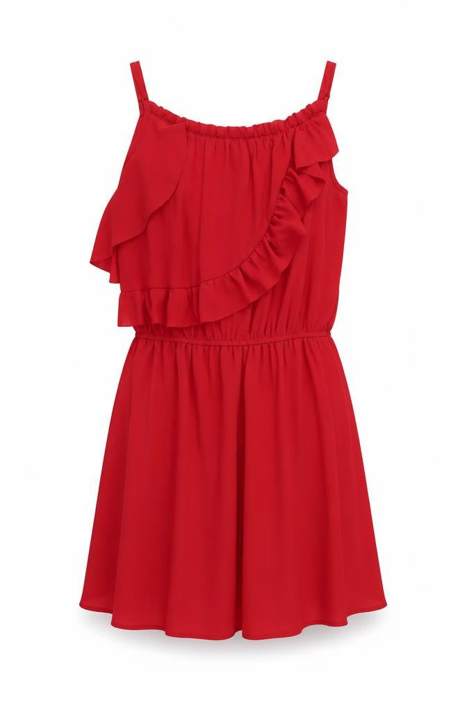 Oasis Womens Red Polyester Slip Dress Size 10 V-Neck Pullover - Elastic Waist
