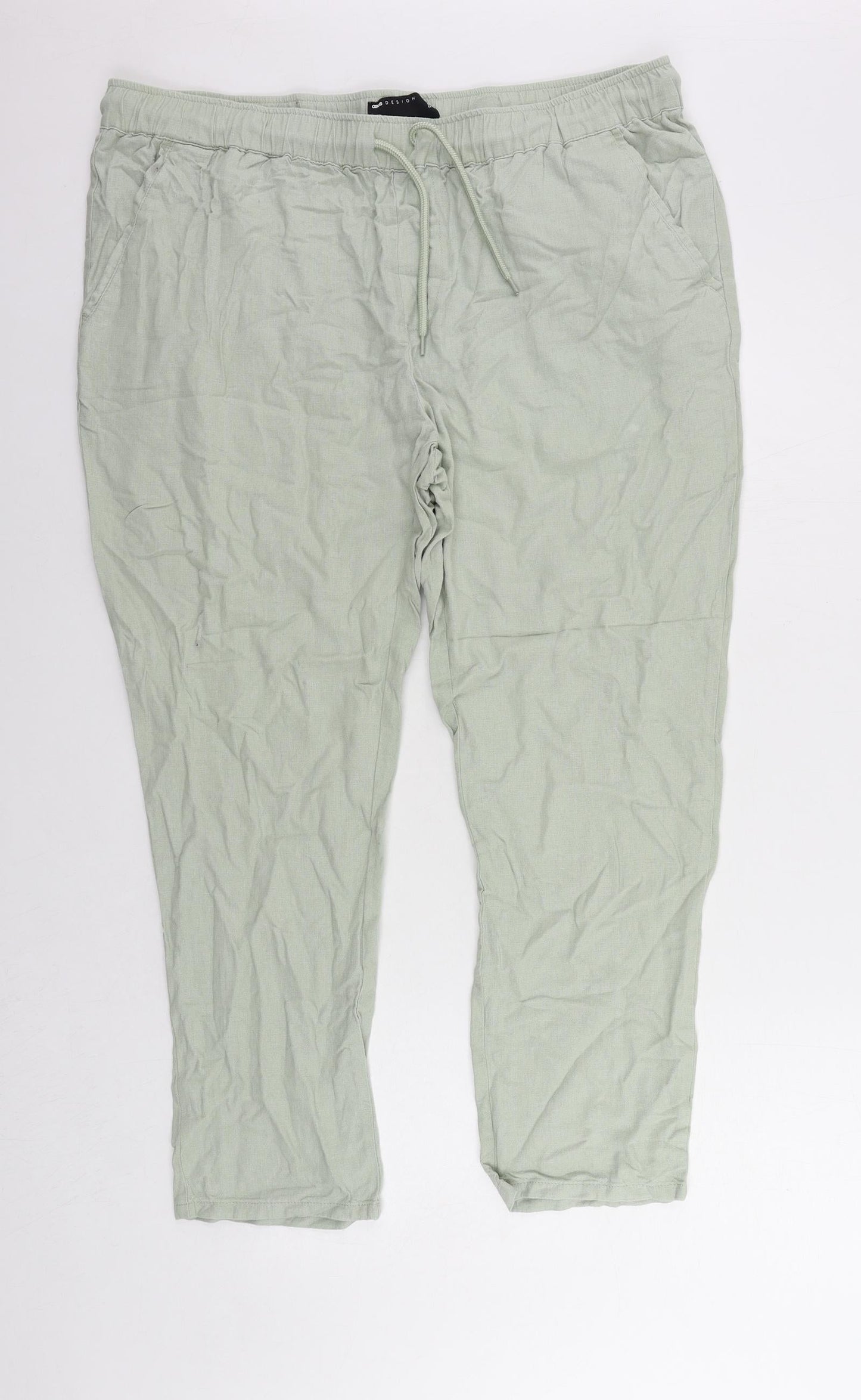 ASOS Womens Green Viscose Trousers Size 40 in L28 in Regular Drawstring - Elastic Waist
