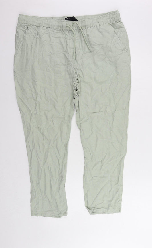 ASOS Womens Green Viscose Trousers Size 40 in L28 in Regular Drawstring - Elastic Waist