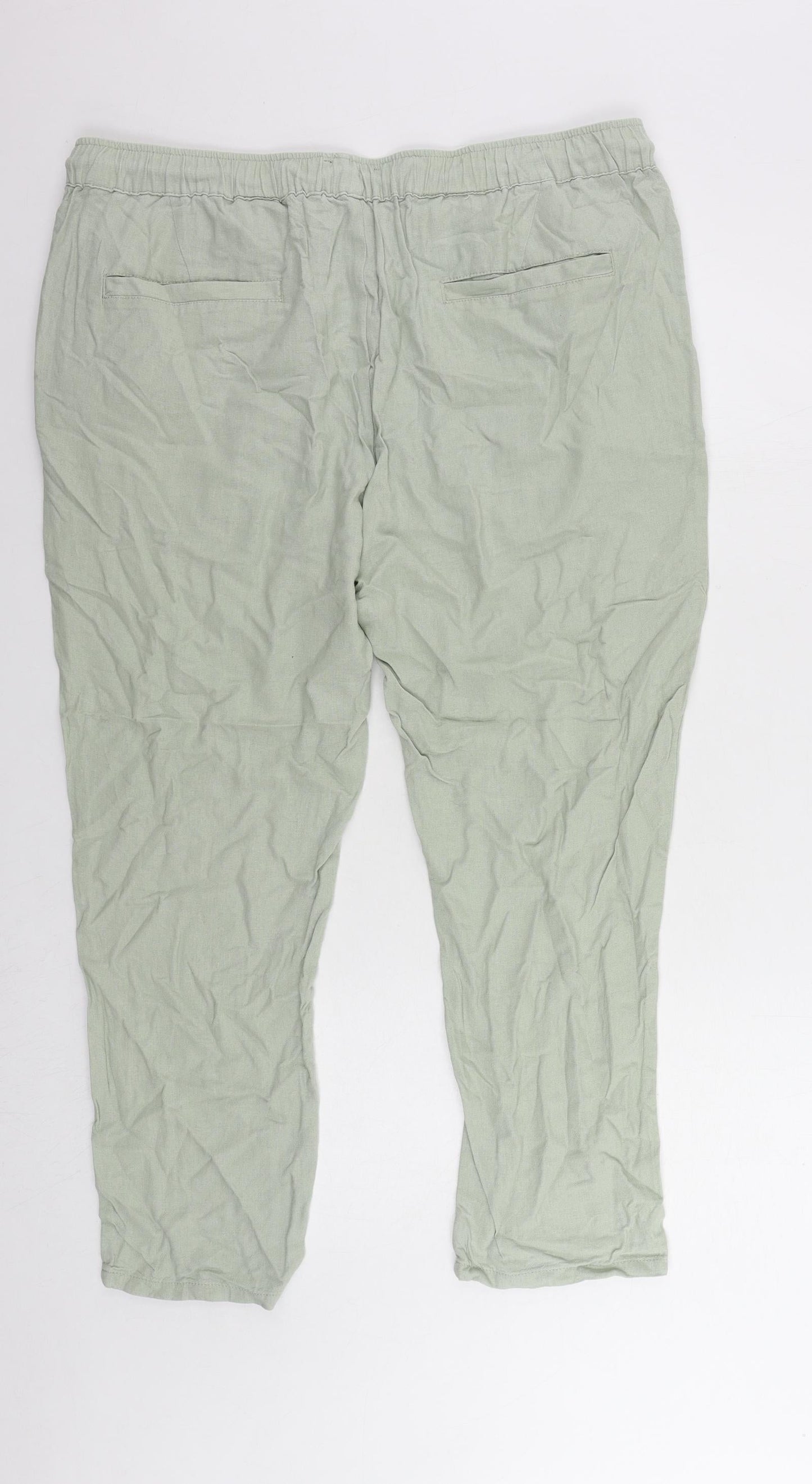 ASOS Womens Green Viscose Trousers Size 40 in L28 in Regular Drawstring - Elastic Waist
