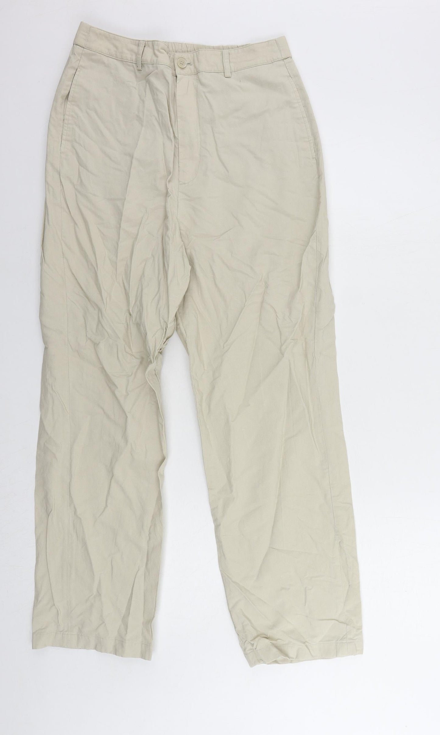 Uniqlo Womens Beige Viscose Trousers Size 28 in L29 in Regular Button