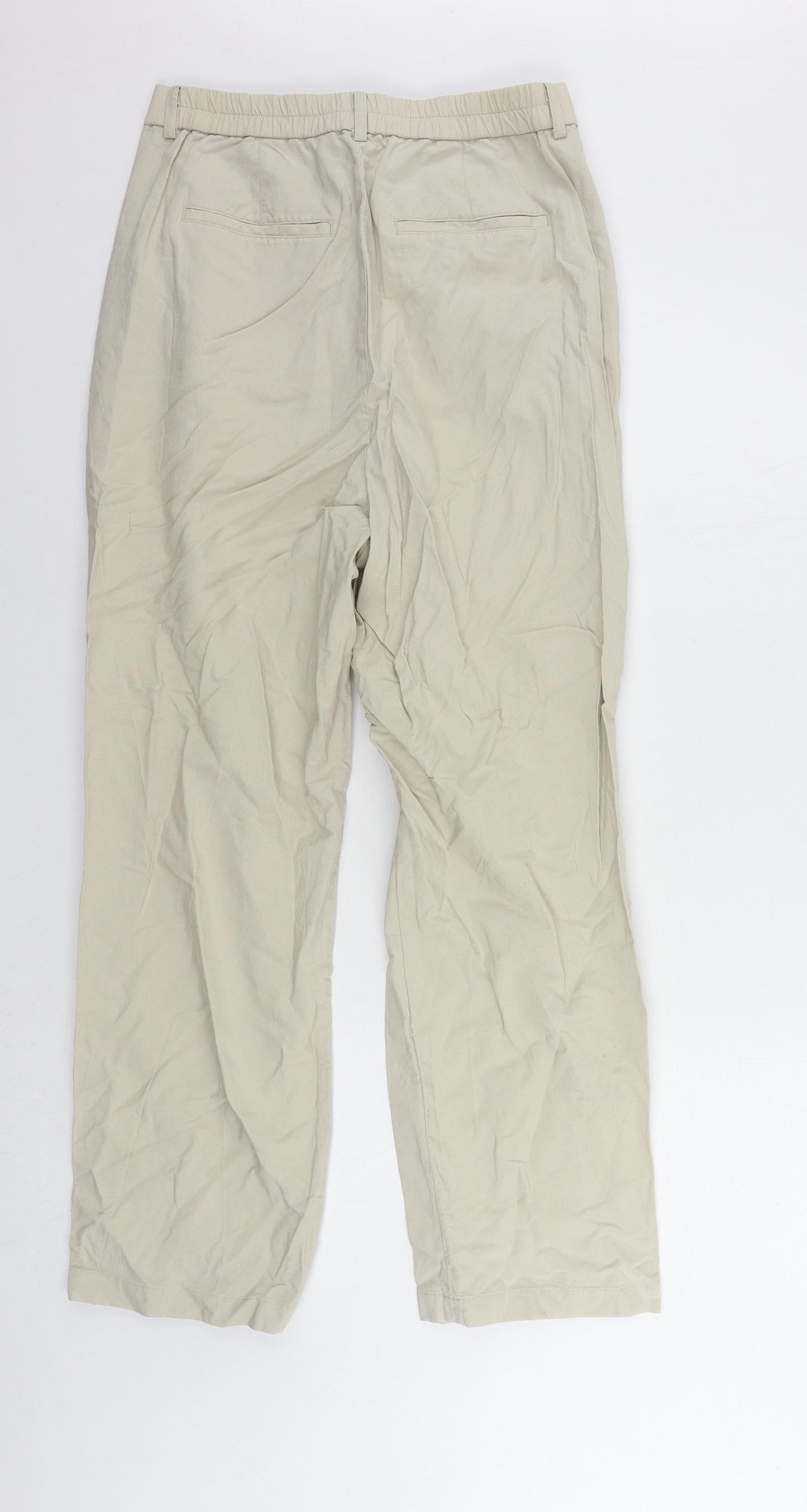 Uniqlo Womens Beige Viscose Trousers Size 28 in L29 in Regular Button