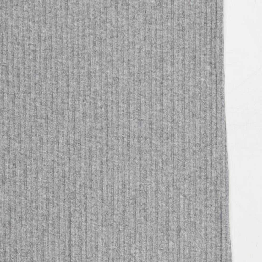Marks and Spencer Womens Grey Polyester Tank Dress Size 8 V-Neck Pullover - Ribbed