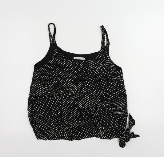 GOLD Womens Black Polka Dot Polyester Camisole Tank Size 14 Scoop Neck - Tie Side