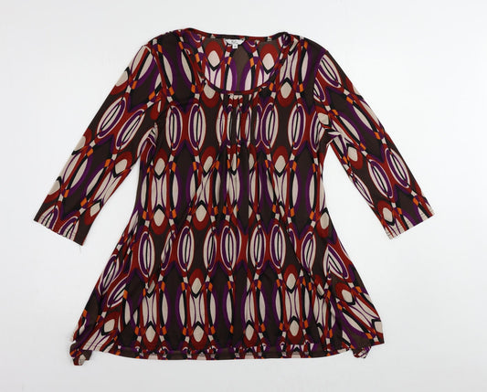 Klass Womens Multicoloured Geometric Polyester Tunic Blouse Size M Boat Neck