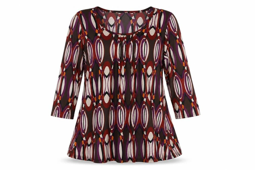 Klass Womens Multicoloured Geometric Polyester Tunic Blouse Size M Boat Neck