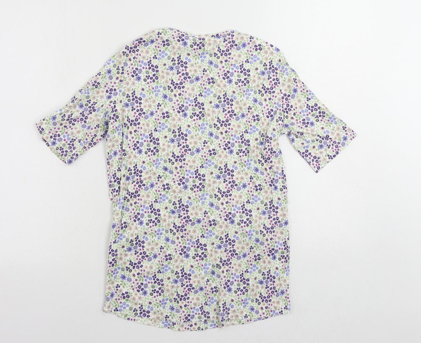 Country Collection Womens Multicoloured Floral Cotton Basic T-Shirt Size XS Round Neck