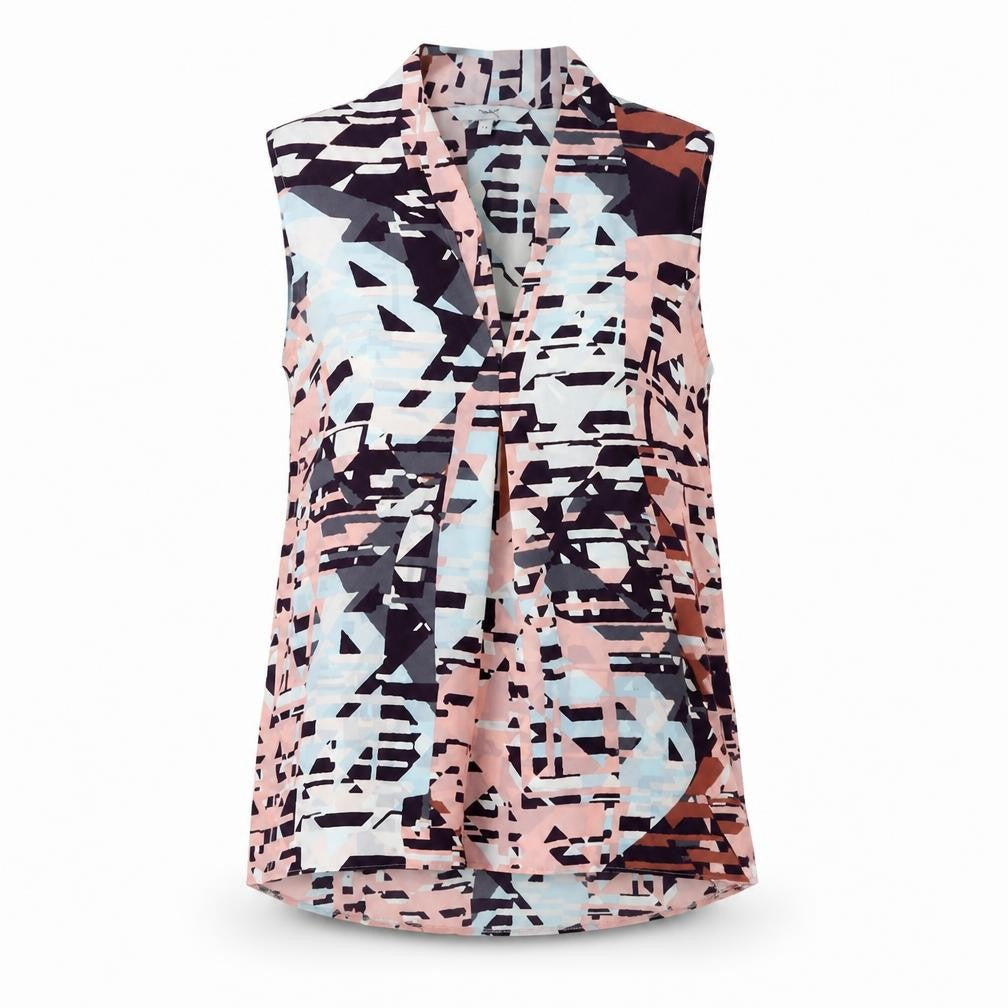 NEXT Womens Multicoloured Geometric Polyester Basic Blouse Size 10 V-Neck