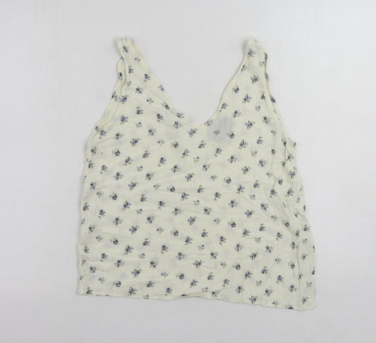 Pieces Womens Ivory Floral Viscose Basic Tank Size M V-Neck